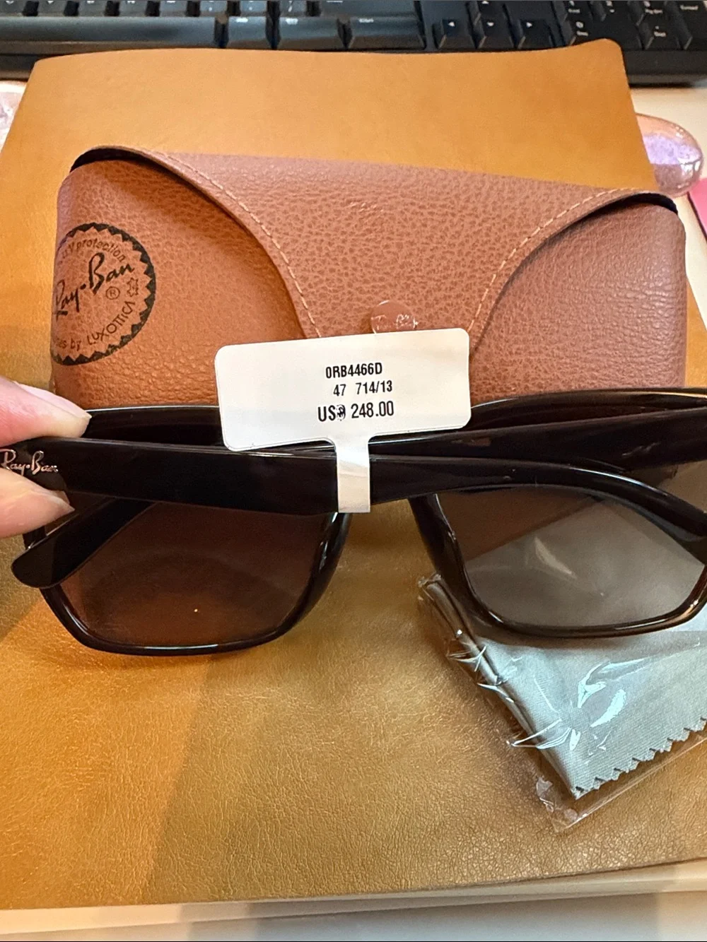 Ray-Ban Men’s Black Frame Brown Gradient Lens Sunglasses 0RB4466D